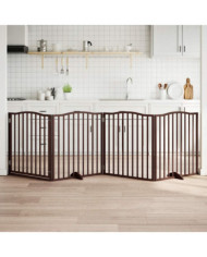 Barrière pour chiens avec porte 4 panneaux bois de peuplier | Mobilier & Déco