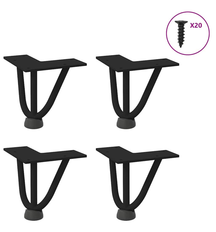 Pieds de table en forme d'épingle à cheveux 10 cm acier massif | Mobilier & Déco