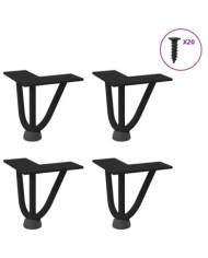 Pieds de table en forme d'épingle à cheveux 10 cm acier massif | Mobilier & Déco