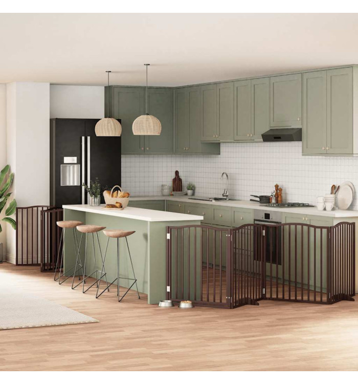 Barrière pour chien porte pliable 12 panneaux bois de peuplier | Mobilier & Déco