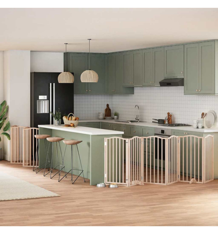 Barrière pour chien porte pliable 15 panneaux bois de peuplier | Mobilier & Déco