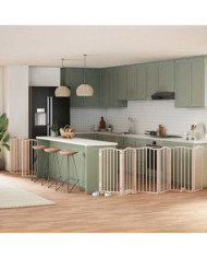 Barrière pour chien porte pliable 15 panneaux bois de peuplier | Mobilier & Déco