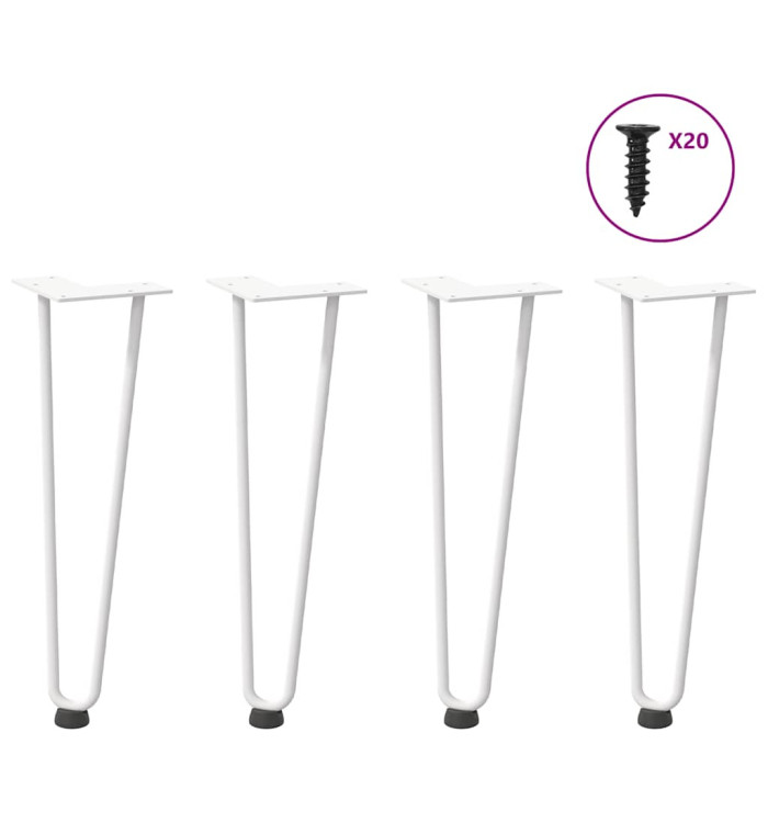 Pieds de table en forme d'épingle à cheveux 4 pcs blanc 42 cm | Mobilier & Déco