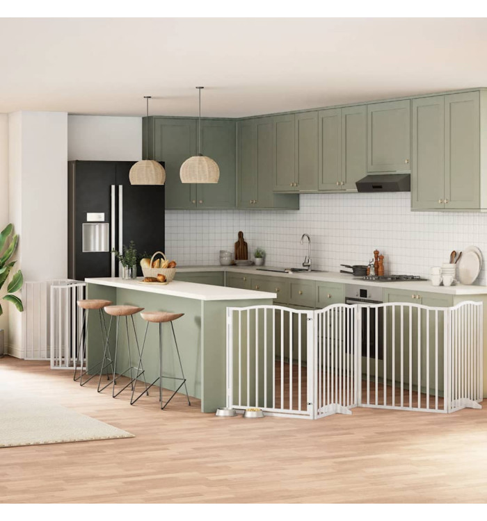 Barrière pour chien porte pliable 10 panneaux bois de peuplier | Mobilier & Déco