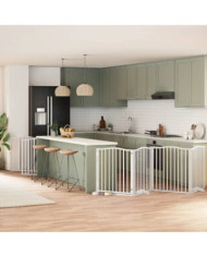 Barrière pour chien porte pliable 10 panneaux bois de peuplier | Mobilier & Déco