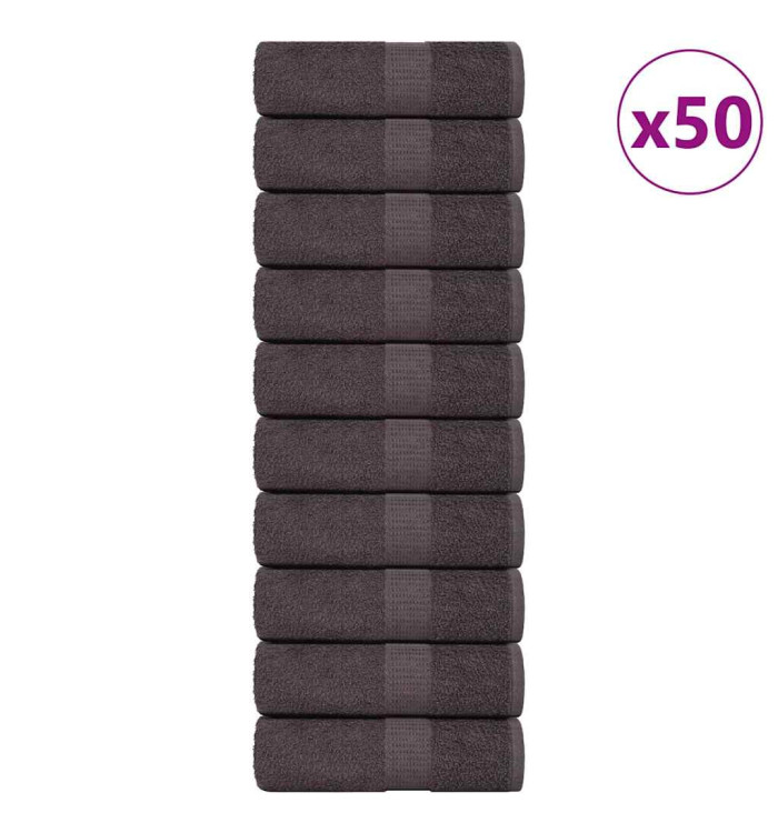 Serviettes d'invité 50pcs anthracite 30x50cm 360g/m² 100% coton | Mobilier & Déco