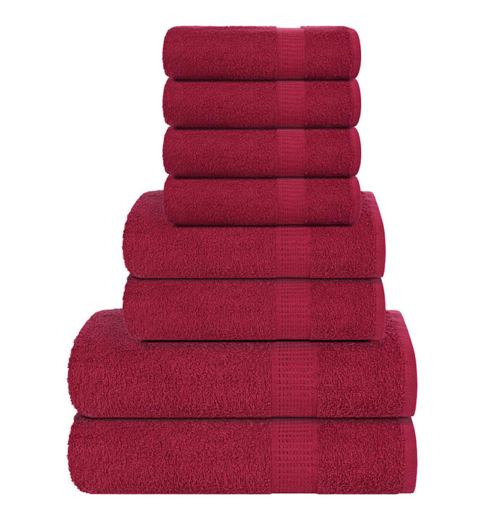 Ensemble de serviettes 8 pcs bordeaux 360 g/m² 100% coton | Mobilier & Déco