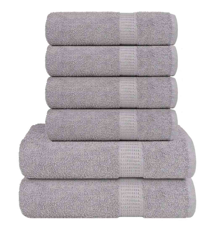Ensemble de serviettes 6 pcs gris 360 g/m² 100% coton | Mobilier & Déco