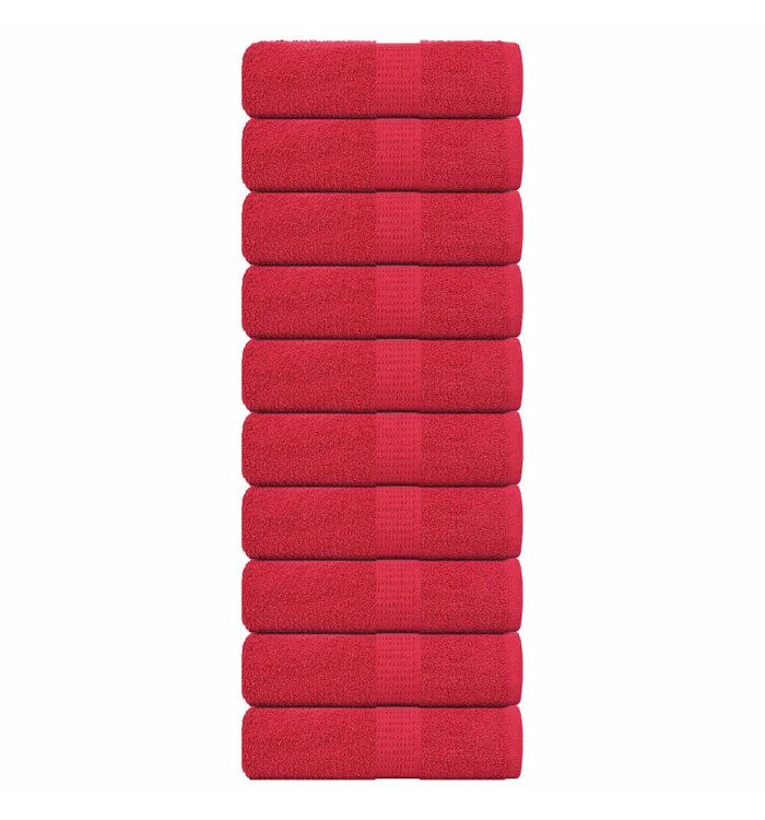 Serviettes d'invité 10 pcs rouge 30x50 cm 360 g/m² 100% coton | Mobilier & Déco
