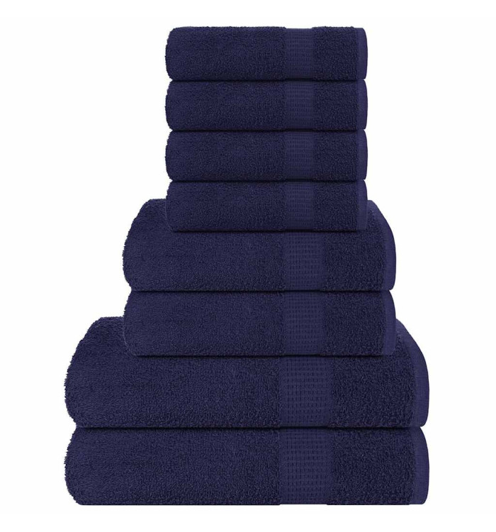 Ensemble de serviettes 8 pcs bleu marine 360 g/m² 100% coton | Mobilier & Déco