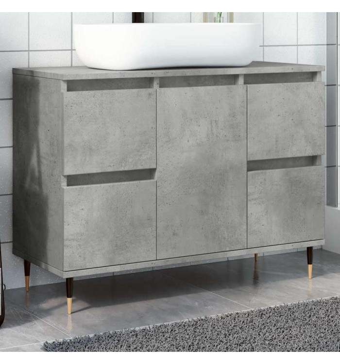 Armoire salle de bain gris béton 80x33x60cm bois d'ingénierie | Mobilier & Déco