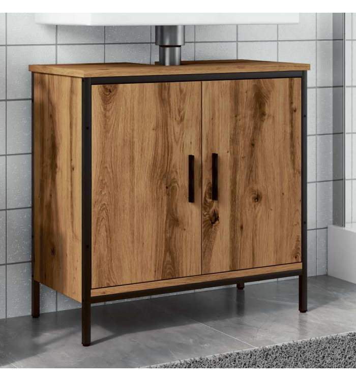 Armoire lavabo chêne artisanal 60x30x60 cm bois d'ingénierie | Mobilier & Déco