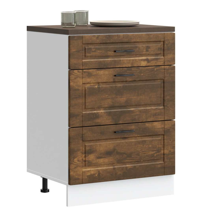 Armoire de cuisine Porto chêne fumé bois d'ingénierie | Mobilier & Déco
