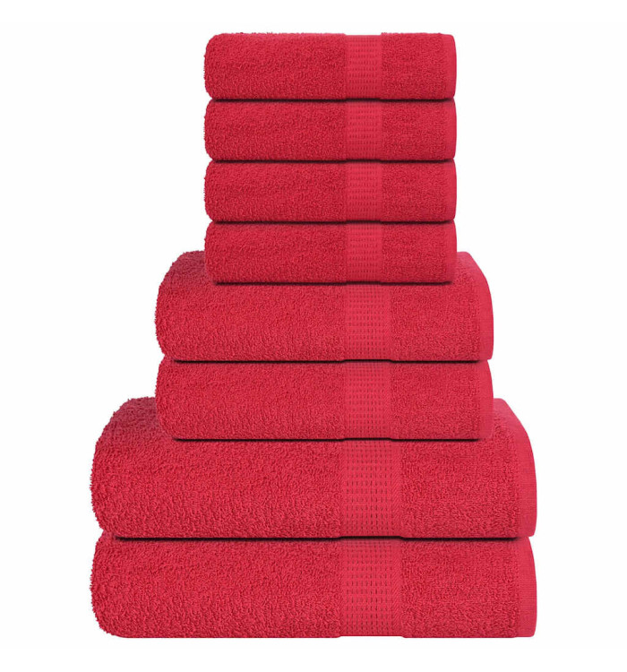 Ensemble de serviettes 8 pcs rouge 360 g/m² 100% coton | Mobilier & Déco