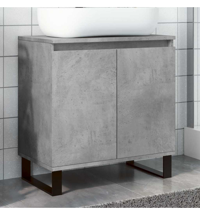 Armoire de bain gris béton 58x33x60 cm bois d'ingénierie | Mobilier & Déco