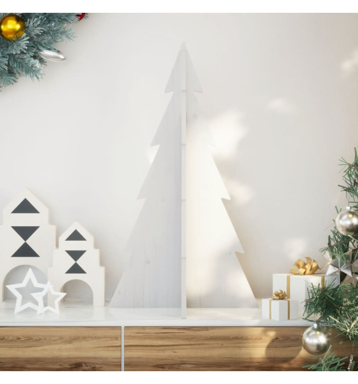 Arbre de Noël en bois pour décoration blanc 80 cm pin massif | Mobilier & Déco
