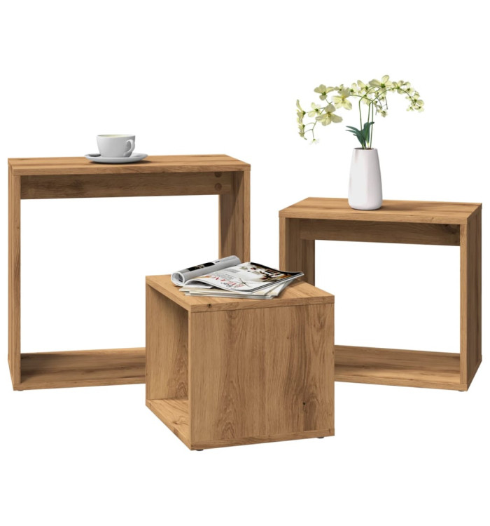 Tables gigognes 3 pcs chêne artisanal bois d'ingénierie | Mobilier & Déco