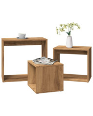 Tables gigognes 3 pcs chêne artisanal bois d'ingénierie | Mobilier & Déco