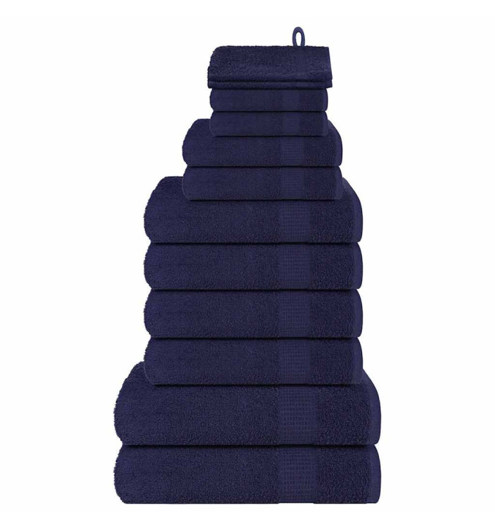 Ensemble de serviettes 12 pcs bleu marine 360 g/m² 100% coton | Mobilier & Déco