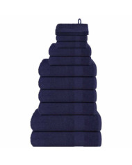 Ensemble de serviettes 12 pcs bleu marine 360 g/m² 100% coton | Mobilier & Déco