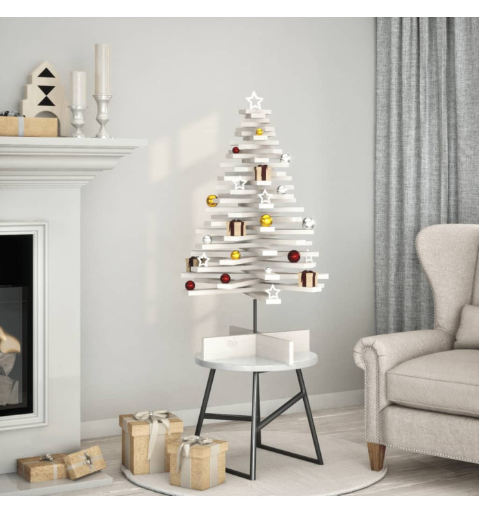Arbre de Noël en bois pour décoration blanc 100 cm pin massif | Mobilier & Déco