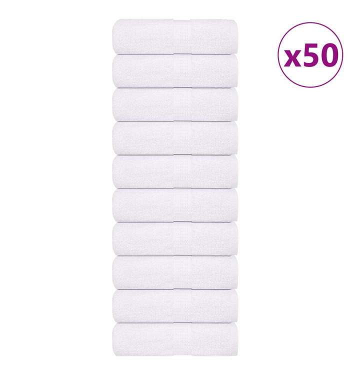 Gants de toilette 50 pcs blanc 15x21 cm 360 g/m² 100% coton | Mobilier & Déco