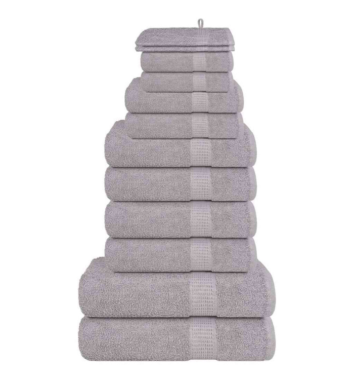Ensemble de serviettes 12 pcs gris 360 g/m² 100% coton | Mobilier & Déco