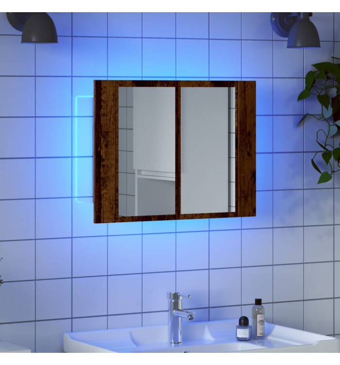 Armoire à miroir LED vieux bois 60x12x45 cm bois d'ingénierie | Mobilier & Déco