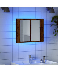 Armoire à miroir LED vieux bois 60x12x45 cm bois d'ingénierie | Mobilier & Déco