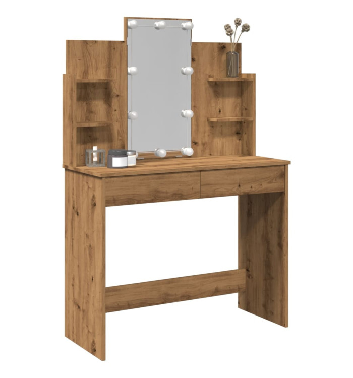 Coiffeuse avec lumières LED chêne artisanal 96x40x142 cm | Mobilier & Déco