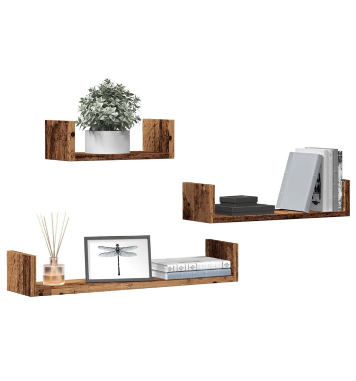 Étagères murales 3 pcs vieux bois bois d'ingénierie | Mobilier & Déco