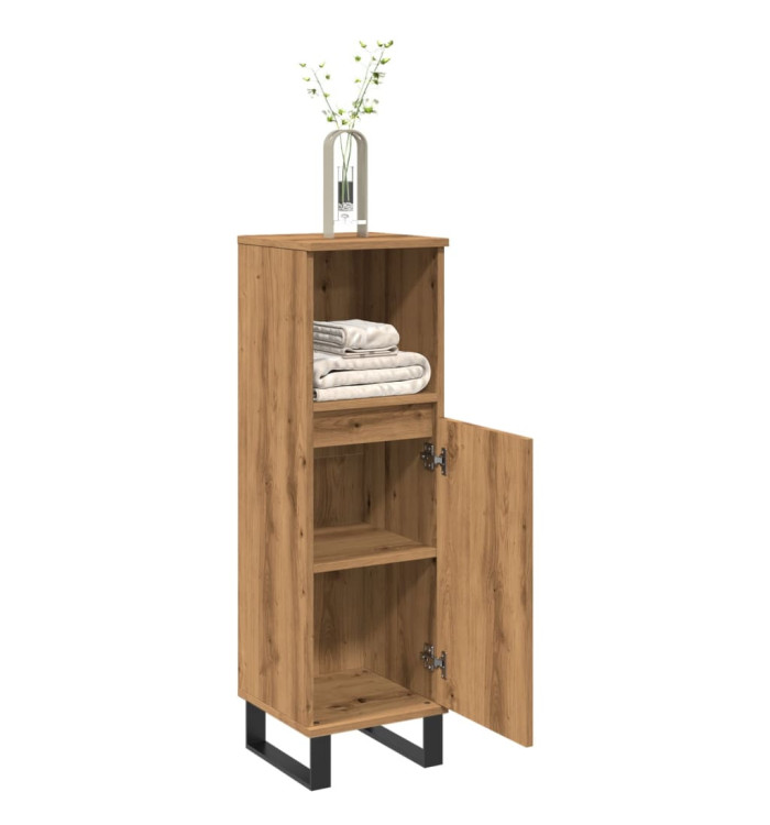 Armoire de salle de bain chêne artisanal 30x30x100 cm | Mobilier & Déco