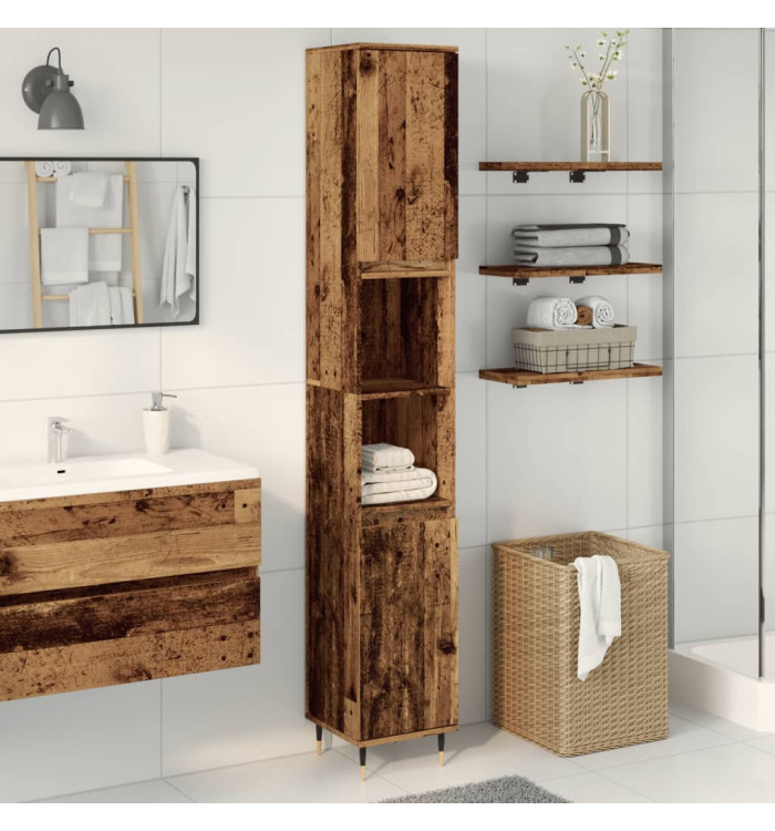 Armoire de salle de bain vieux bois 30x30x190cm bois ingénierie | Mobilier & Déco