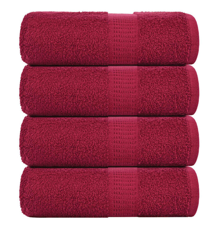 Serviettes d'invité 4 pcs bordeaux 30x50 cm 360 g/m² 100% coton | Mobilier & Déco