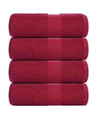Serviettes d'invité 4 pcs bordeaux 30x50 cm 360 g/m² 100% coton | Mobilier & Déco