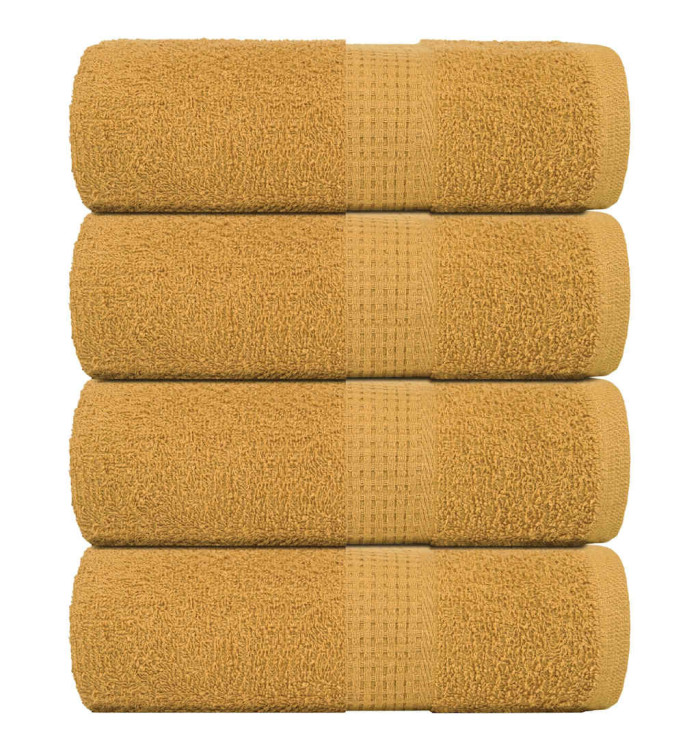 Serviettes de visage 4 pcs doré 30x30 cm 360 g/m² 100% coton | Mobilier & Déco
