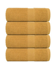 Serviettes de visage 4 pcs doré 30x30 cm 360 g/m² 100% coton | Mobilier & Déco