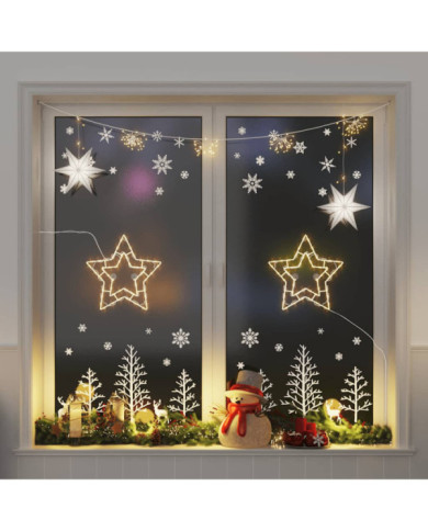 Lumières de Noël silhouette d'étoile 2 pcs 50 LED blanc chaud | Mobilier & Déco