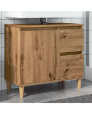 Armoire lavabo chêne artisanal 65x33x60 cm bois d'ingénierie | Mobilier & Déco