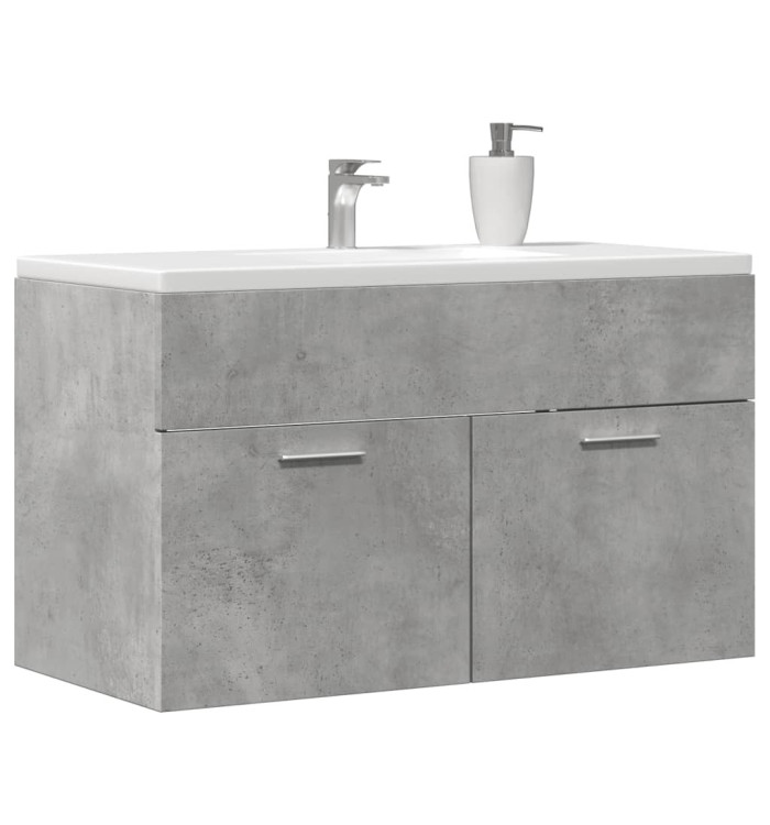 Armoire de lavabo de salle de bain gris béton bois d'ingénierie | Mobilier & Déco