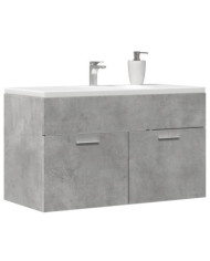 Armoire de lavabo de salle de bain gris béton bois d'ingénierie | Mobilier & Déco