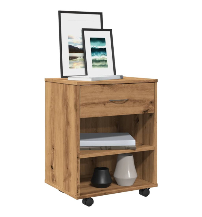 Armoire roulante chêne artisanal 46x36x59 cm bois d'ingénierie | Mobilier & Déco