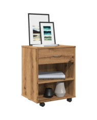 Armoire roulante chêne artisanal 46x36x59 cm bois d'ingénierie | Mobilier & Déco