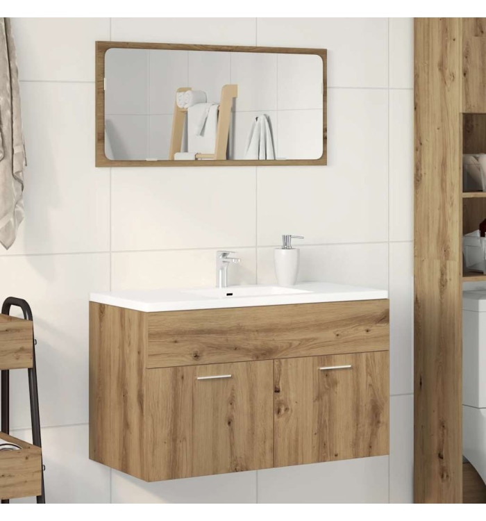 Armoire lavabo de salle de bain chêne artisanal bois ingénierie | Mobilier & Déco