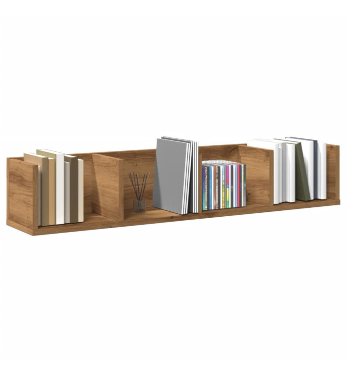 Étagère murale à CD chêne artisanal 100x18x18cm bois ingénierie | Mobilier & Déco