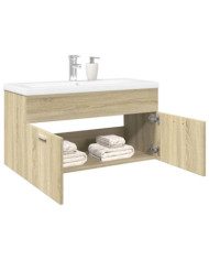 Armoire lavabo de salle de bain et bassin intégré chêne sonoma | Mobilier & Déco