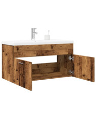 Armoire lavabo de salle de bain avec bassin intégré vieux bois | Mobilier & Déco