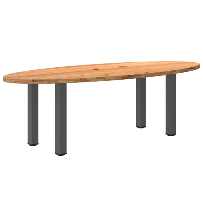 Table à manger marron clair bois de chêne massif ovale | Mobilier & Déco