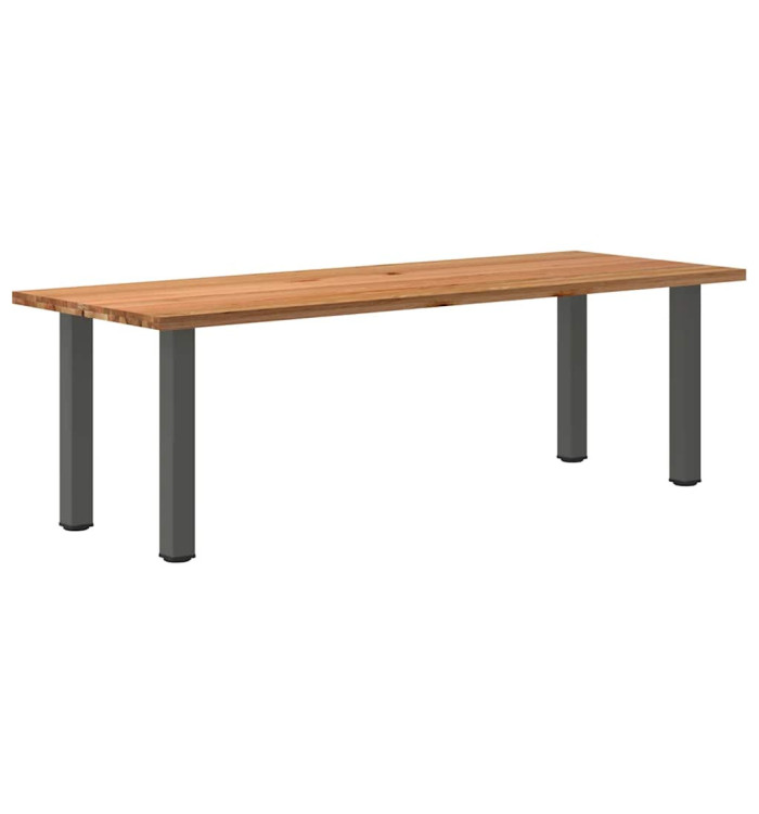 Table à manger marron clair bois de chêne massif rectangulaire | Mobilier & Déco