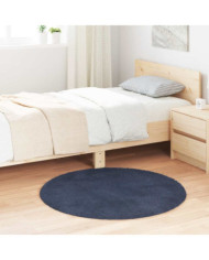 Tapis shaggy à poils longs NAVARRA bleu marine 100x100 cm | Mobilier & Déco
